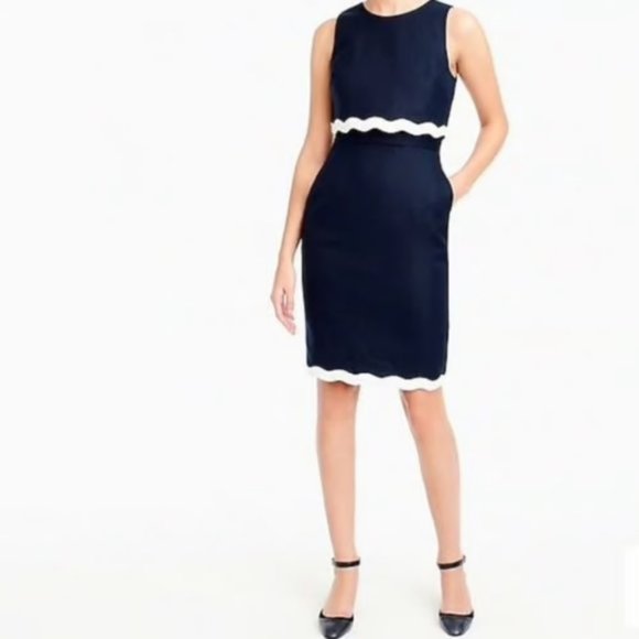 👗EUC J. Crew Going Places Navy Sleeveless Sheath Dress (size 8) 💫 - Picture 7 of 7